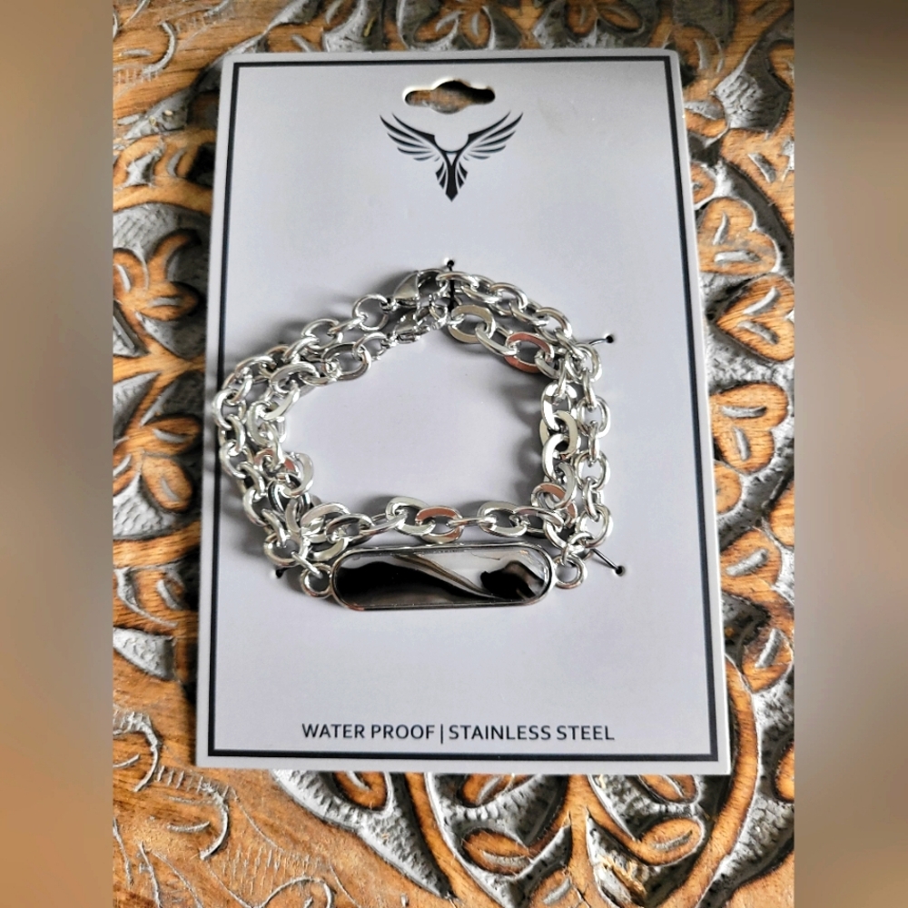 Men's Stainless Steel Water Proof Set of 2 Bracelets